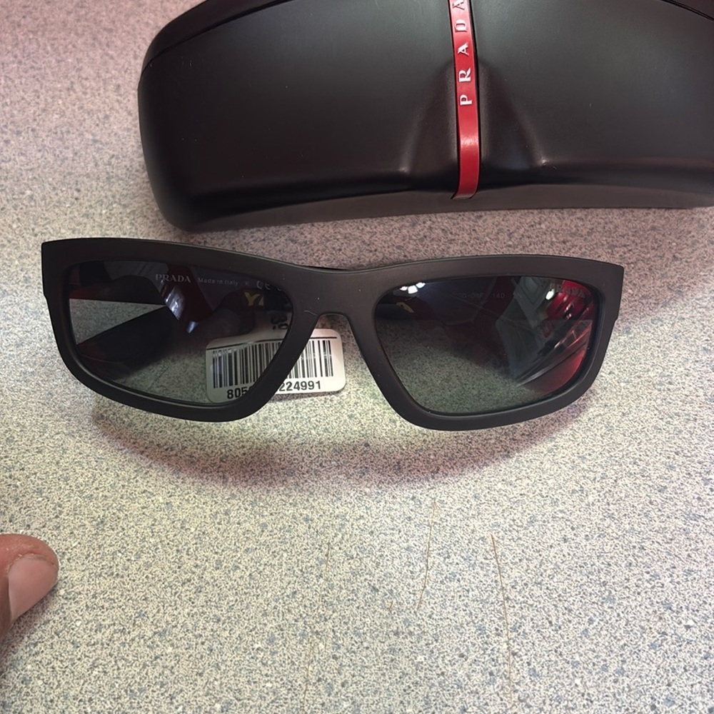 Prada Mens Matte Black Sunglasses with Dark Lenses